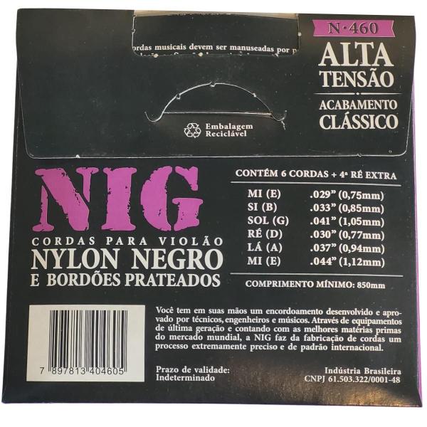 Imagem de Encordoamento Violão Nylon NIG Tensão Alta Preto Prateado N460