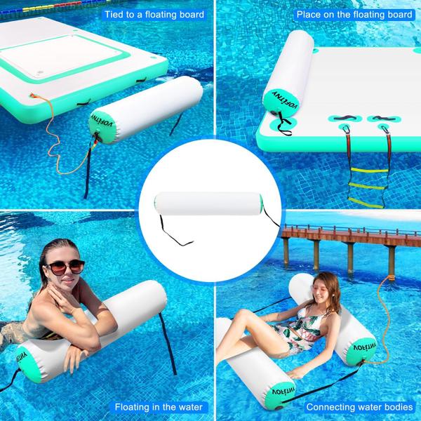 Encosto de cabeça inflável para doca flutuante VoFitny Mint Green Imagem de Encosto de cabeça inflável para doca flutuante VoFitny Mint Green