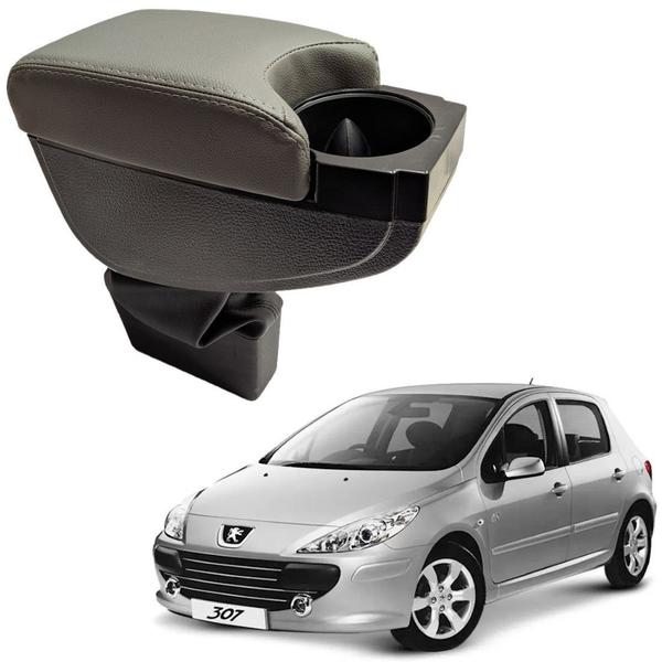 Imagem de Encosto Descanso Apoio Braço com Porta Copos Cor Cinza Peugeot 307 2002 a 2012