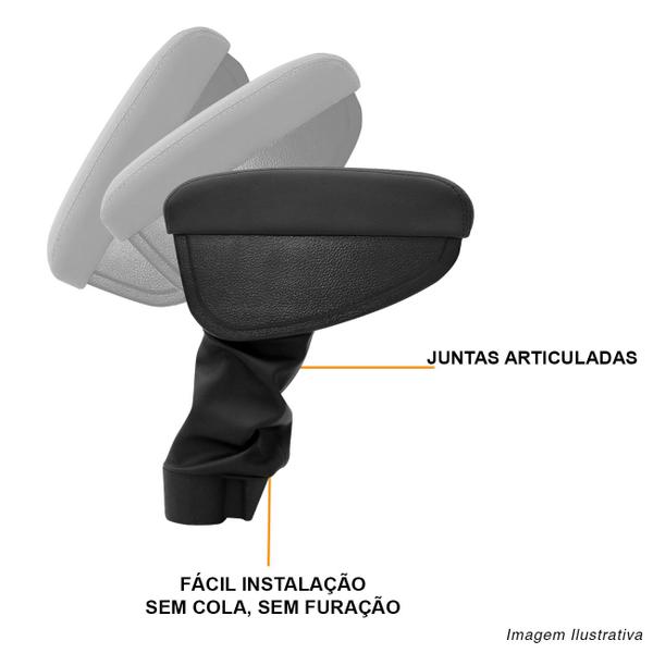 Imagem de Encosto Descanso Braço Apoio Argo Cronos 17 a 21 Preto Encaixe Porta Copos Console