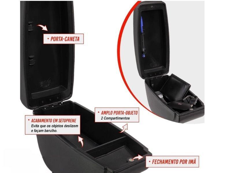 Imagem de Encosto Descanso de Braço Apoio Uno 2011 a 2020 Mobi 2017 até 2023 Porta Objetos Eco Couro Encaixe Porta Copos Preto com Linha Preta