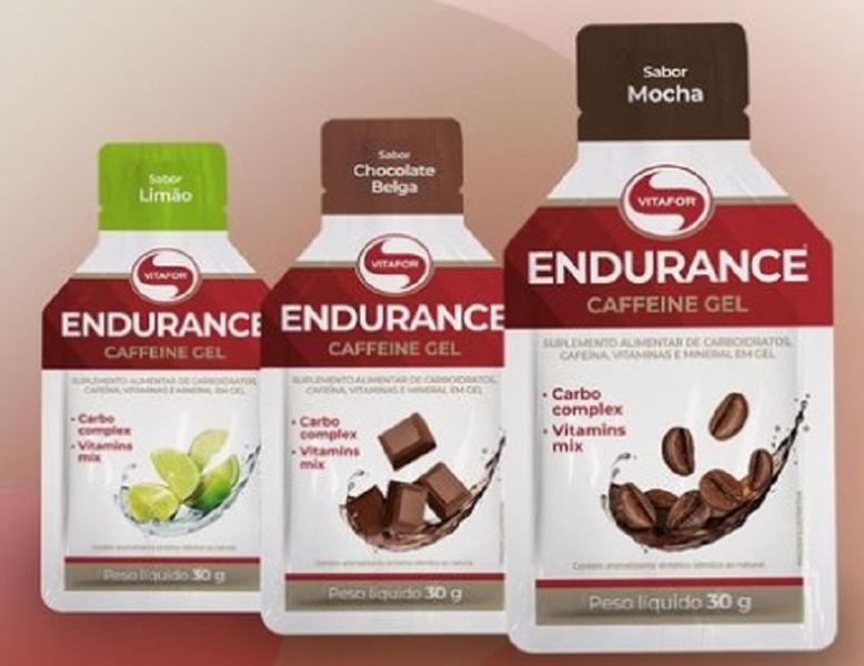 Imagem de Endurance Caffeine gel Display com 12 sachês de 30g Sabores Chocolate Belga/Limão e Mocha - Vitafor