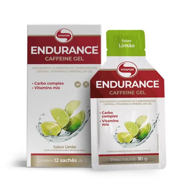 Imagem de Endurance Caffeine Gel Vitafor Caixa 12 Sachês Limão