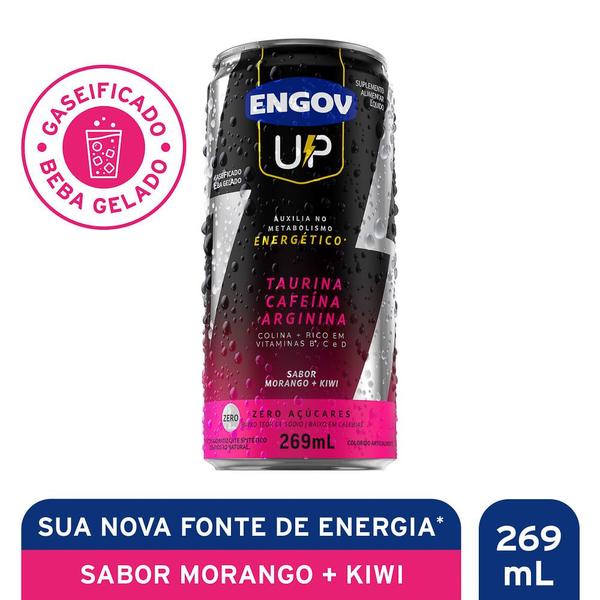 Imagem de Energético Engov UP Taurina Cafeína e Arginina Sabor Morango e Kiwi Zero Açúcares 269ml