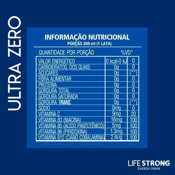 Imagem de Energético Life Strong Ultra Zero Energy Drink Tradicional Zero Açucar 269ml Lata