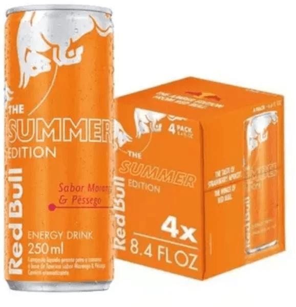 Energético Red Bull The Summer Edition Sabor Morango e Pêssego ( 4unidades x 250ml ) Imagem de Energético Red Bull The Summer Edition Sabor Morango e Pêssego ( 4unidades x 250ml )