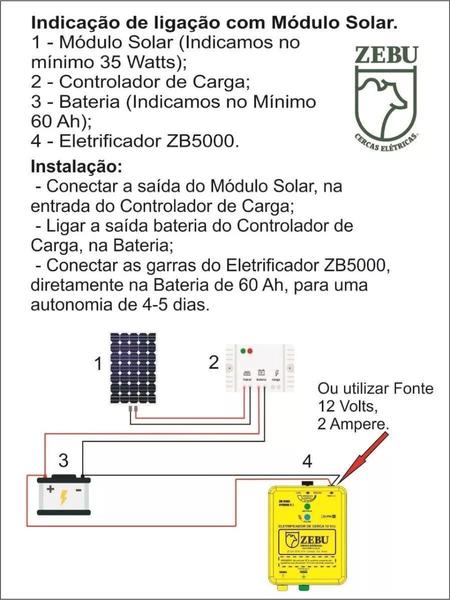 Imagem de Energizador Cerca Rural 12V - 5J, Alcance 4.000m - Zebu