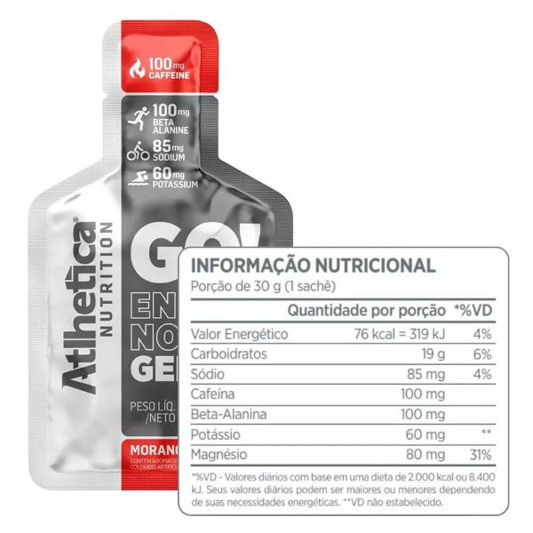 Imagem de Energynow Gel 10 Saches Atlhetica Nutrition Morango Limao