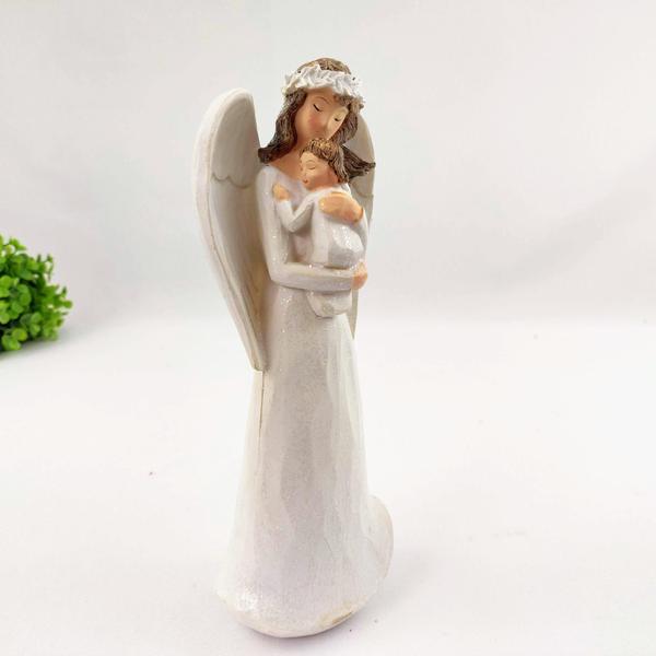 Imagem de Enfeite Anjo Bebê Branco Brilho Decoração 24X10Cm Moderno