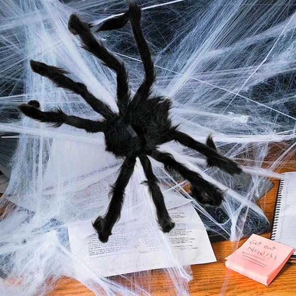 Imagem de Enfeite Aranha Grande Peluda Realista Assustadora 60cm Halloween Festa Carnaval