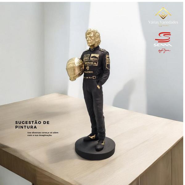 Imagem de Enfeite Ayrton Senna Em Gesso Cru 22 Cm Para Artesanato E Decoração - OFERTA