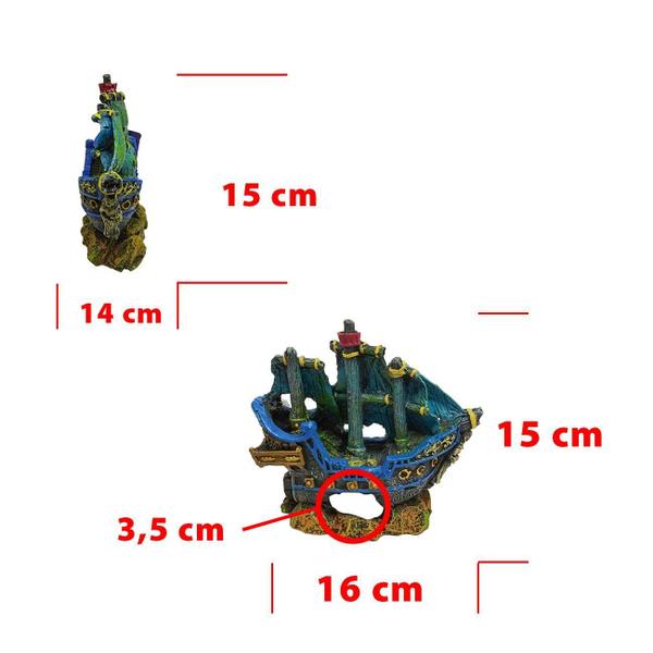 Imagem de Enfeite Barco Caveira Lester RS 358 Resina 27x14cm