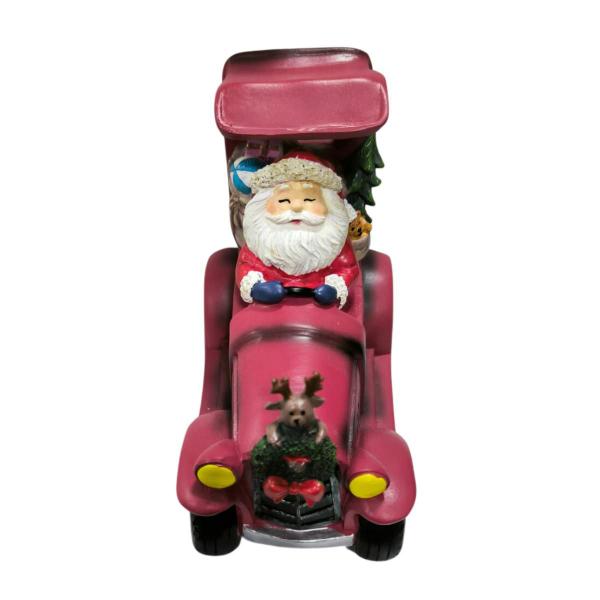 Imagem de Enfeite Carro Papai Noel Resina Vermelho