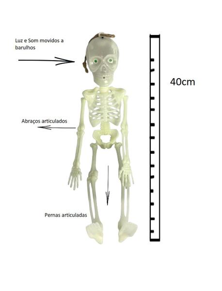 Imagem de Enfeite Caveira Com luz e Som articulada 40cm Halloween