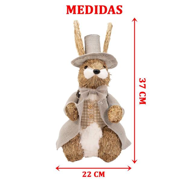 Imagem de Enfeite Coelho de Páscoa Coelhinho Em Palha Artesanal 37cm