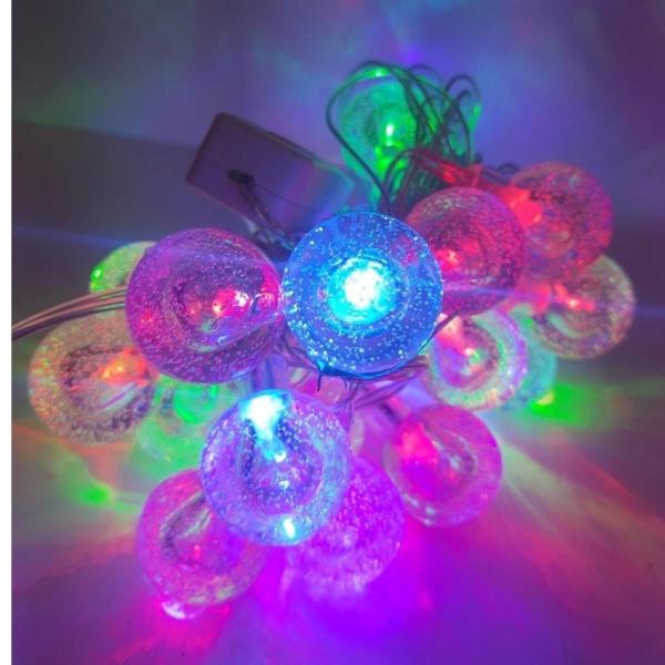 Imagem de Enfeite De Natal Cordão 20 Leds Bolinhas Cristal - pisca Pisca