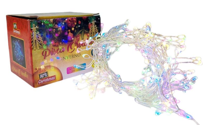 Enfeite De Natal Cordão Pisca Orvalho Inverno - Bivolt - Art Christmas Imagem de Enfeite De Natal Cordão Pisca Orvalho Inverno - Bivolt