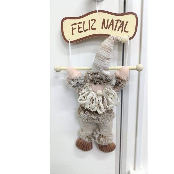 Imagem de Enfeite de Natal Papai Noel ou Boneco de Neve com Placa "Feliz Natal" 46cm x 28cm XTS8648 