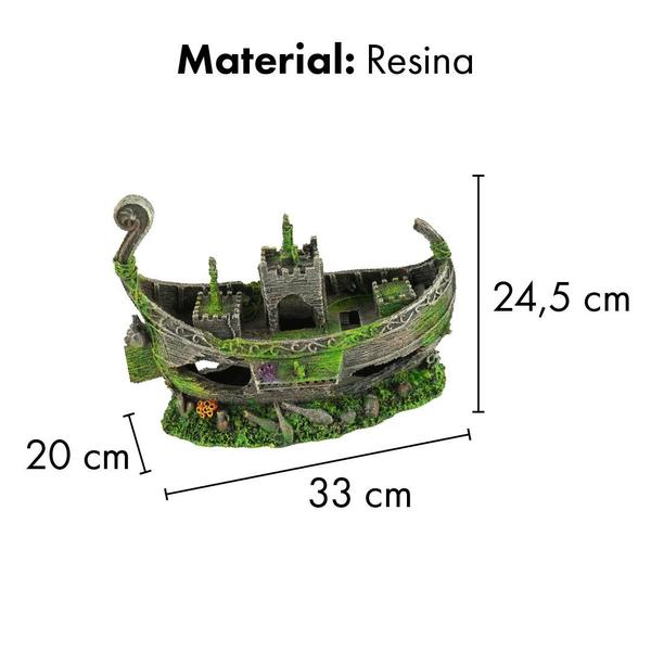 Imagem de Enfeite de resina soma deco naufragio bote antigo