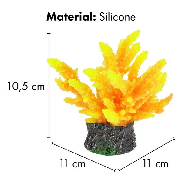 Imagem de Enfeite De Silicone Soma Coral Acropora Amarela E Rosa