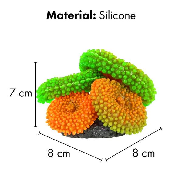 Imagem de Enfeite de silicone soma coral ricordea verde e laranja