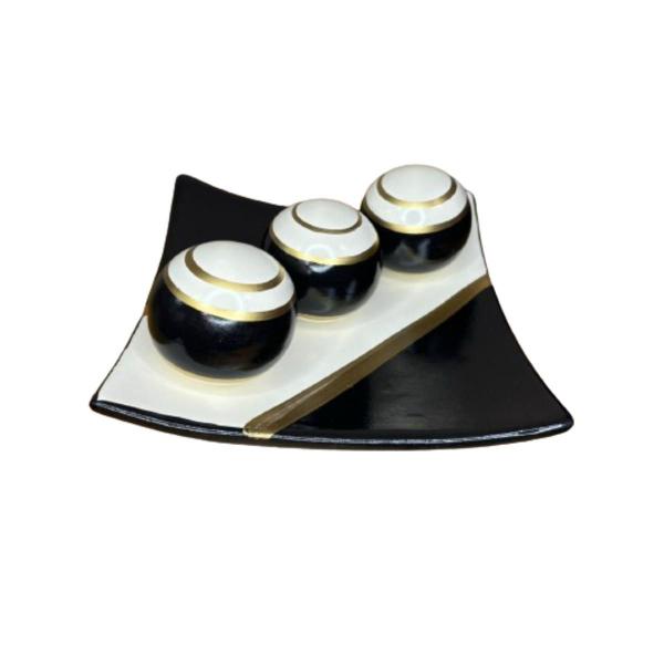 Enfeite Decorativo Cerâmica Mesa Kit Prato Bola Sala Cozinha - LGP Imagem de Enfeite Decorativo Cerâmica Mesa Kit Prato Bola Sala Cozinha