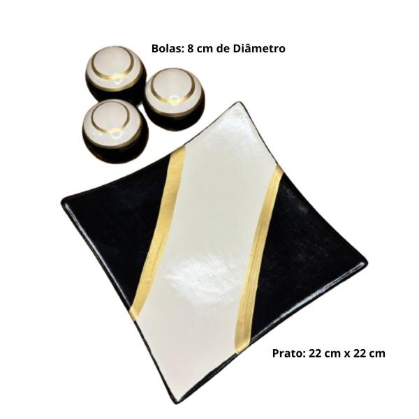 Enfeite Decorativo Cerâmica Mesa Kit Prato Bola Sala Cozinha - LGP Imagem de Enfeite Decorativo Cerâmica Mesa Kit Prato Bola Sala Cozinha