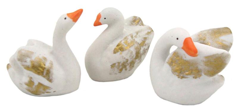 Imagem de Enfeite Decorativo Cisne Miniatura Ceramica Branco/Dourado