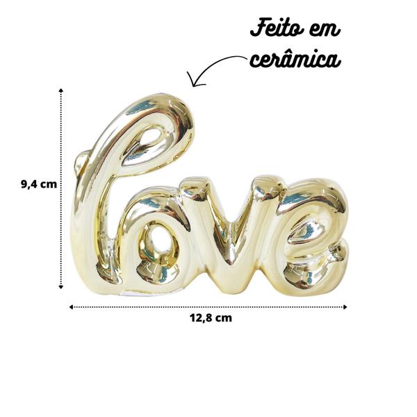 Imagem de Enfeite decorativo de cerâmica com a palavra love 9.4x12.8cm 