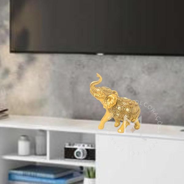 Imagem de Enfeite Decorativo Elefante Indiano Dourado - Decoração Sala