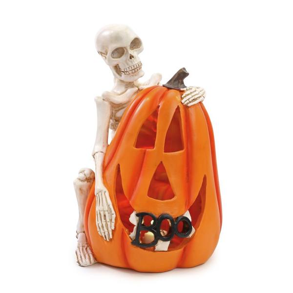 Imagem de Enfeite Decorativo Halloween - Caveira com Abóbora Boo - 20cm - 1 unidade - Cromus - Rizzo