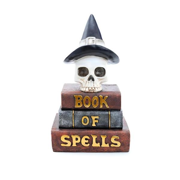 Imagem de Enfeite Decorativo Halloween - Crânio Com Livros - 27,5cm - 1 unidade - Cromus - Rizzo