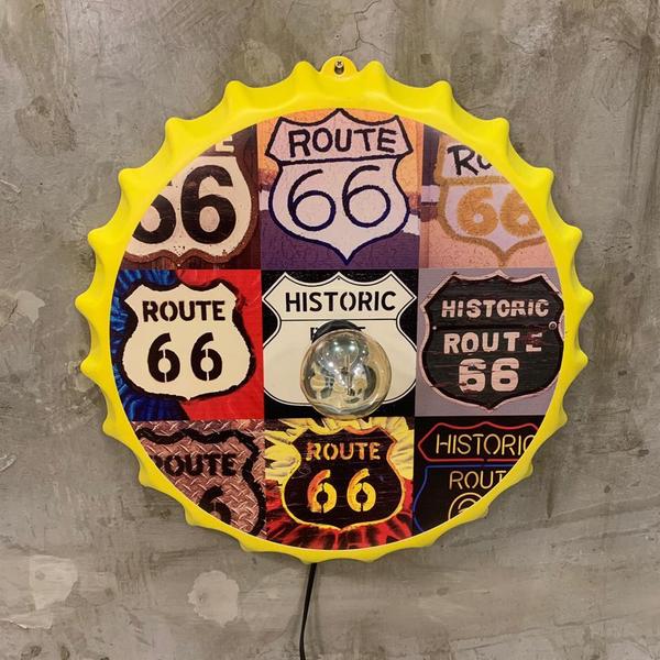 Imagem de Enfeite Decorativo Tampa Luminária Route 66 Plástico Amarelo