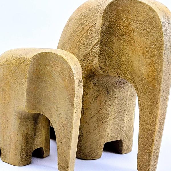 Imagem de Enfeite Elefante Amadeirado 17/12Cm Poliresina Kit 2Pc