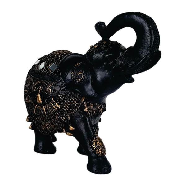 Imagem de Enfeite Elefante Indiano Sorte Sabedoria Preto Resina