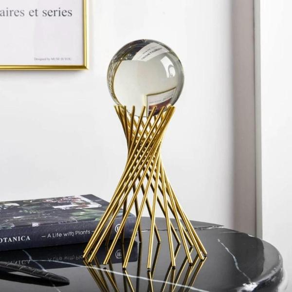 Imagem de Enfeite Escultura Mesa Decoração Esfera Vidro Cristal 30Cm