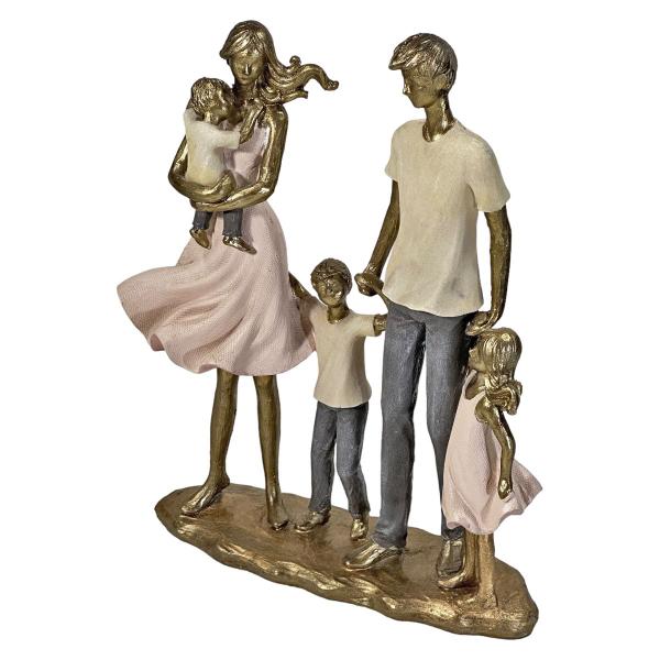 Imagem de Enfeite Estátua Família Mãe Pai E 2 Filhos Filha Resina 26cm