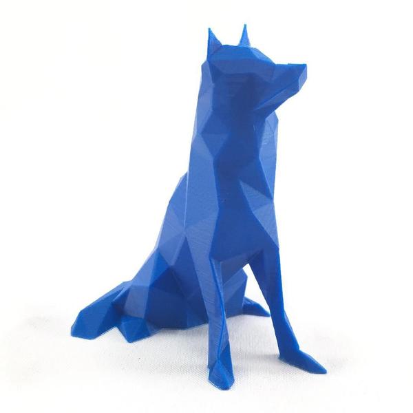 Imagem de Enfeite Husky Cachorro Geométrico Azul Decoração 3D 10cm