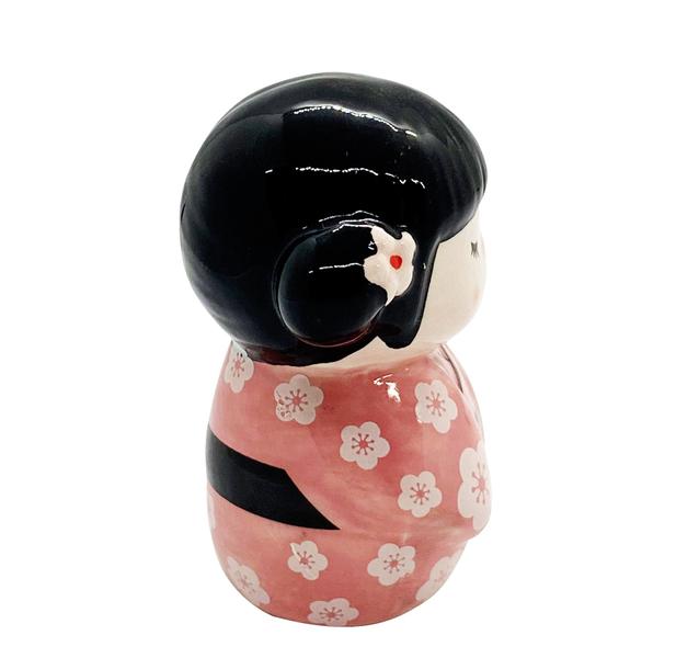 Imagem de Enfeite Japonesa Kokeshi Rosa Afasta maus espiritos Cerâmica