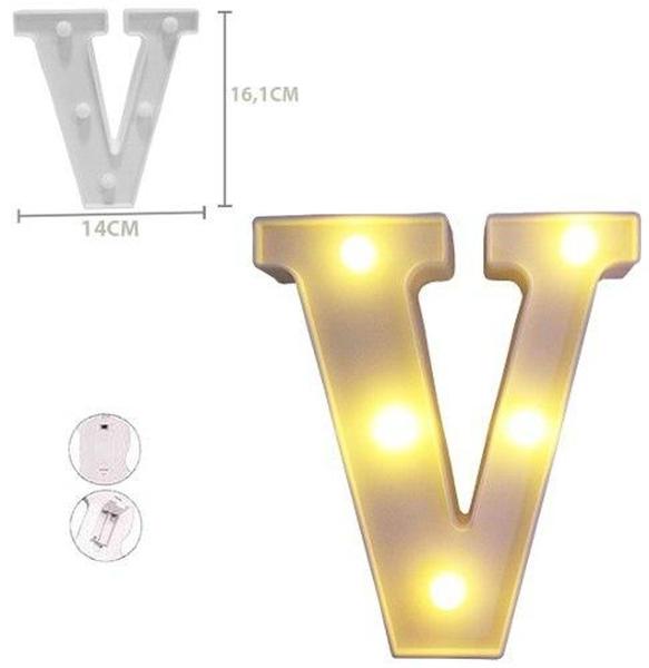 Imagem de Enfeite Luminoso Com 5 Leds Letra V De Plastico 16,1X14Cm A Pilha - Fwb