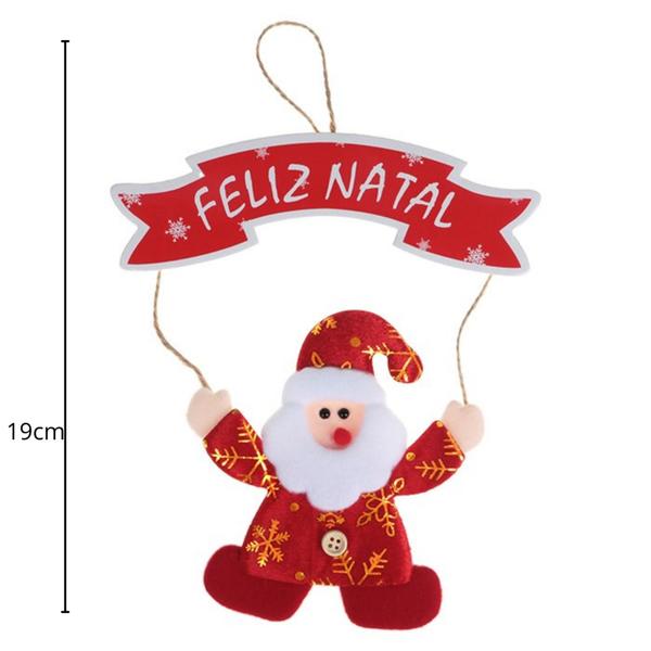 Imagem de Enfeite Natal Boneco Papai Noel Com Placa Feliz Natal 19cm