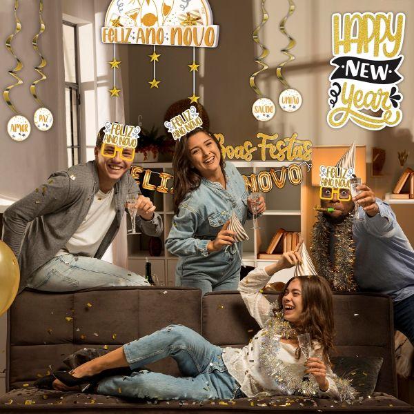 Imagem de Enfeite Painel Happy New Year Glitter Feliz Ano Novo - 01 un