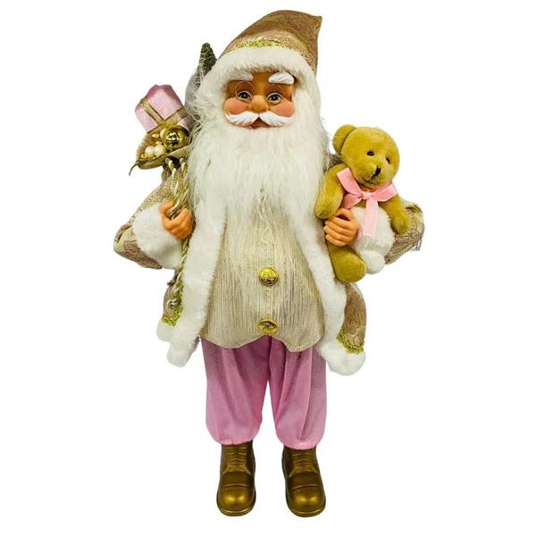 Imagem de Enfeite Papai Noel EM Pé Rosa luxo 45cm para decoração de natal 