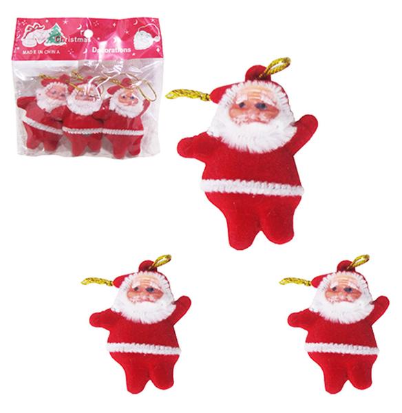 Imagem de Enfeite papai noel veludo vermelho com 3 pecas 5cm