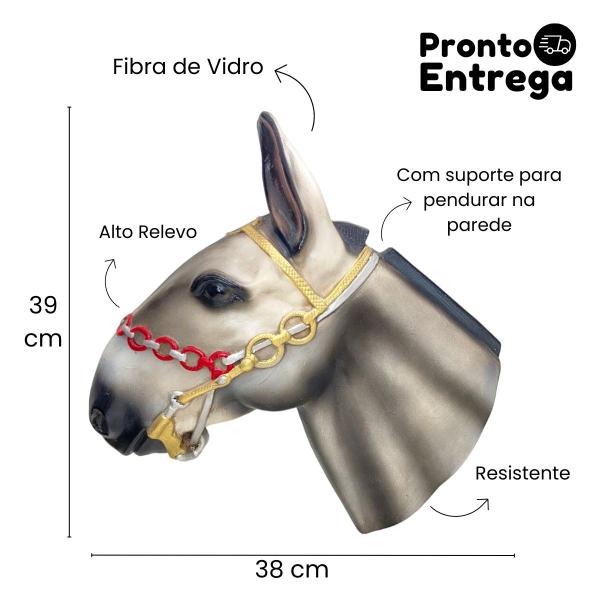 Imagem de Enfeite para Parede  Cabeça de Cavalo em Fibra de Vidro