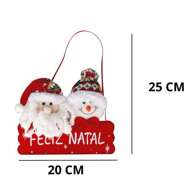 Imagem de Enfeite Pendurar Placa Feliz Natal Papai Noel/Boneco De Neve - Vai de Tech