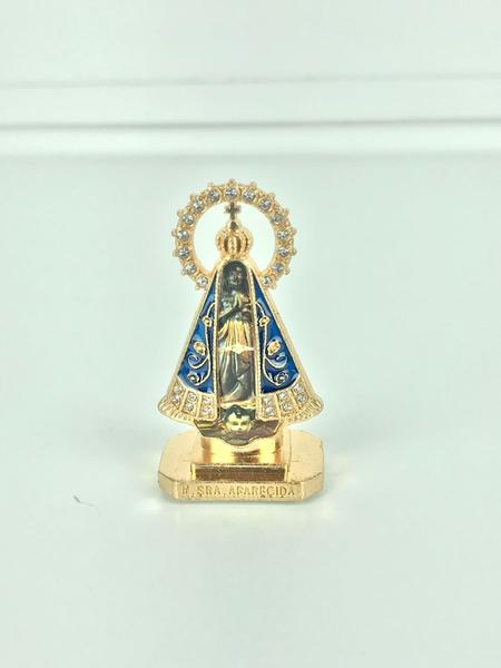 Imagem de Enfeito Nossa Senhora Aparecida dourado com resplendor clássico