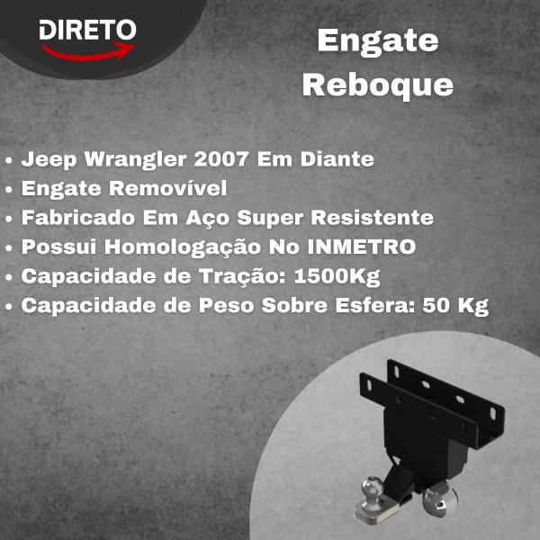 Imagem de Engate de Reboque Removível - Jeep Wrangler 2007 Em Diante