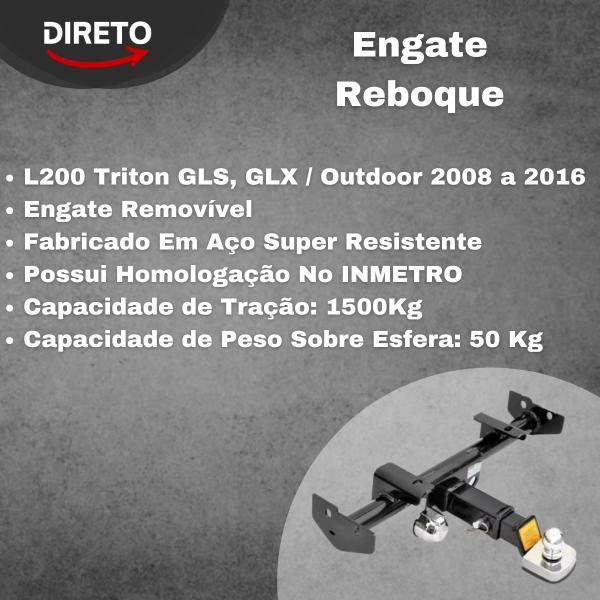 Imagem de Engate de Reboque Removível - L200 Triton GLS, GLX ou Outdoor 2008 a 2016