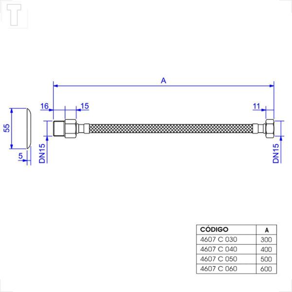 Imagem de Engate deca 4607.c.050 1/2 50cm malha aco